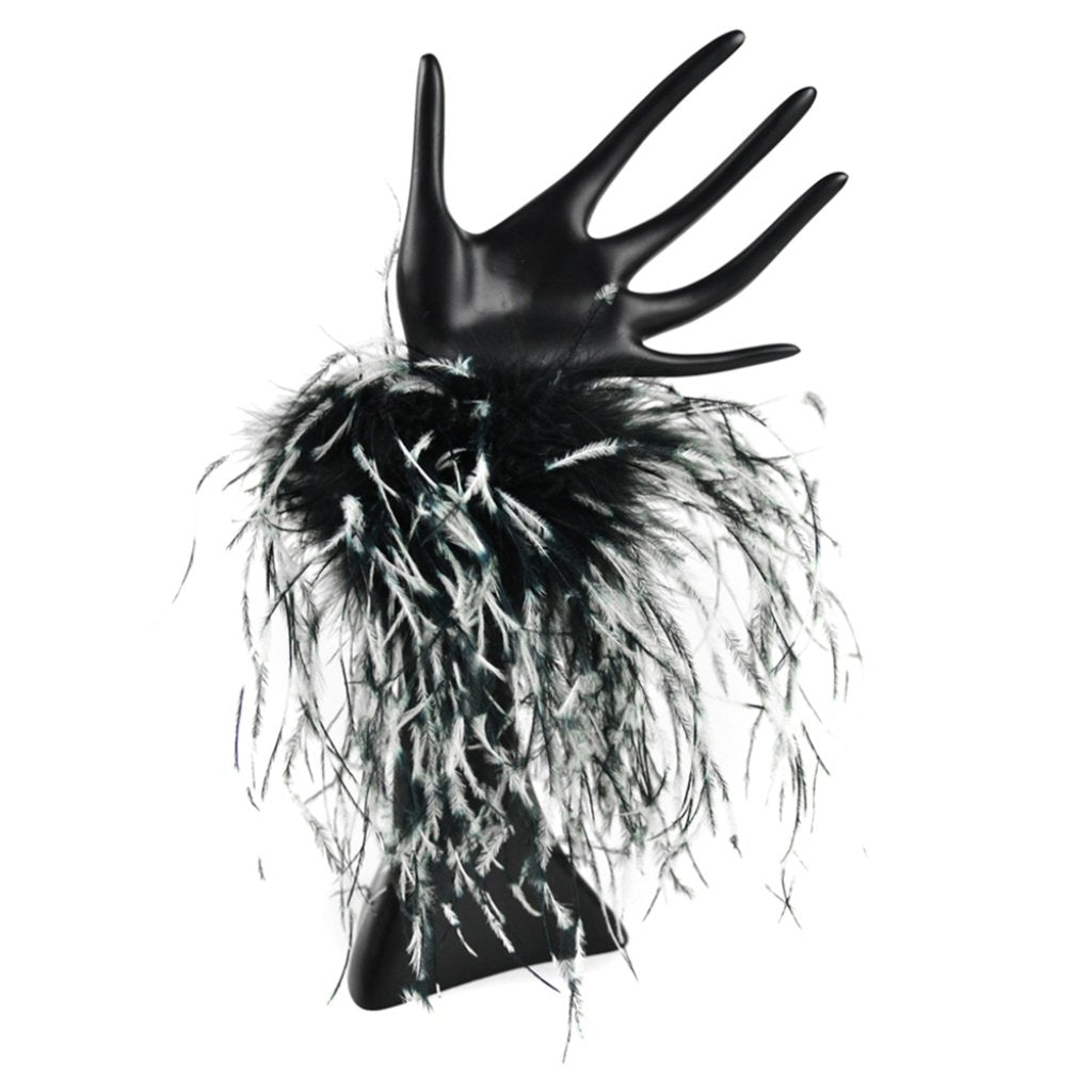 Feather Ostrich/Marabou Elastic Cuff Black &amp; White 