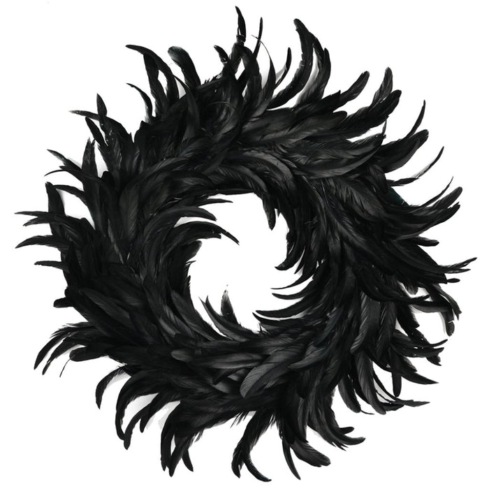 Cocktail Feather Wreath 15In Black 