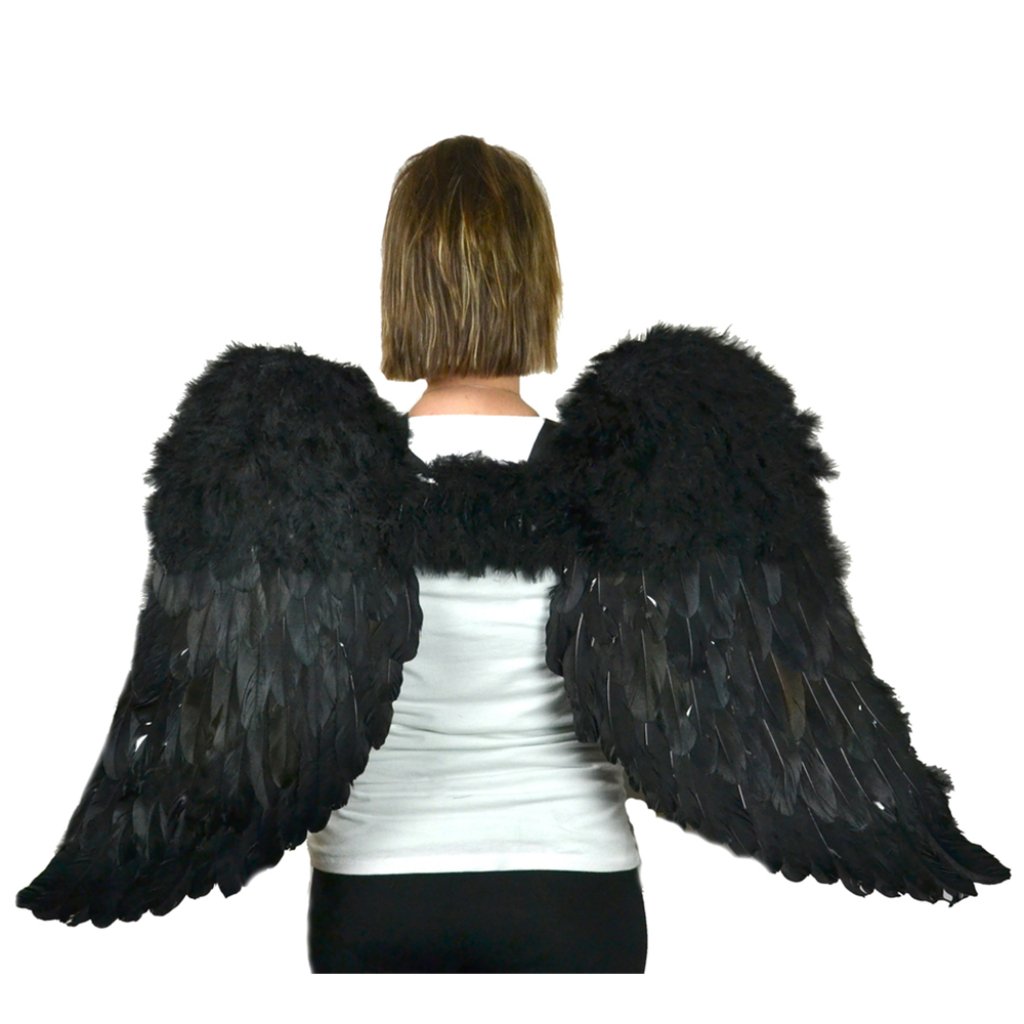 Feather Angel Wings W/Elastic Straps 43X27In Black 