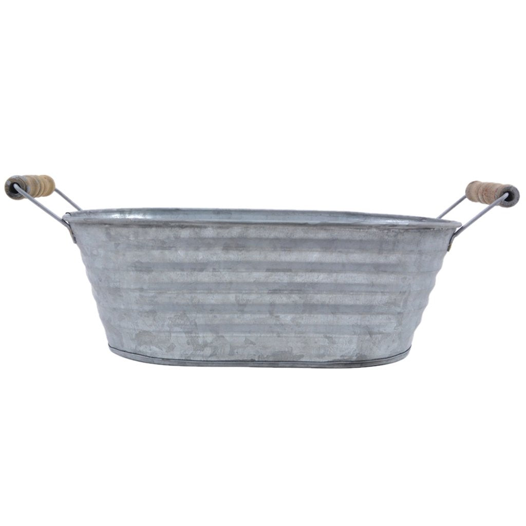 Galvanized Tin Container W/ Handles 14.5X7in 