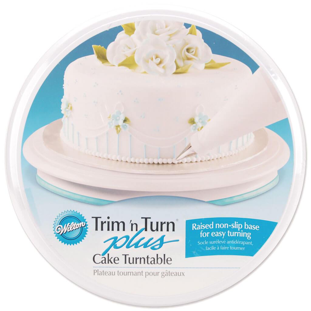 Trim &#39;n Turn Plus Cake Turntable 12in Round Blue &amp; White