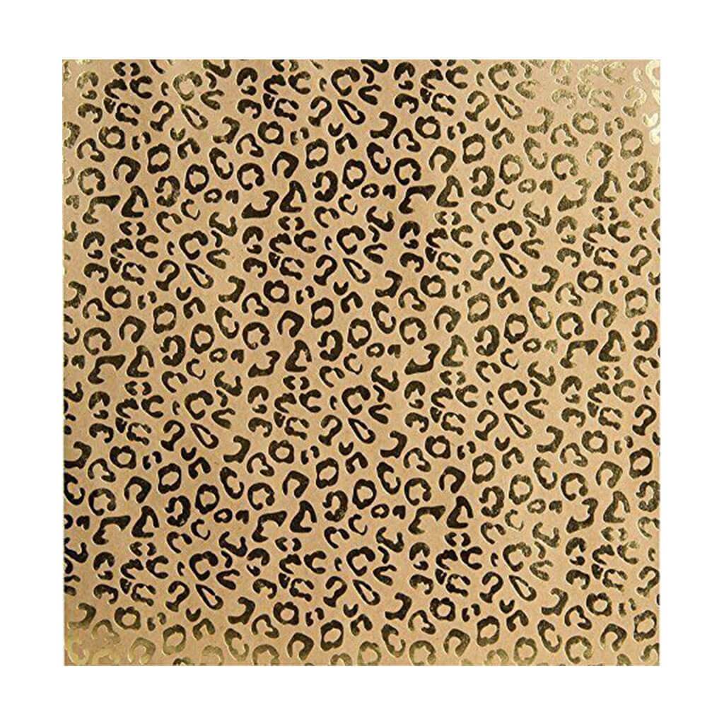 Cardstock Foiled Kraft Leopard 12in x 12in