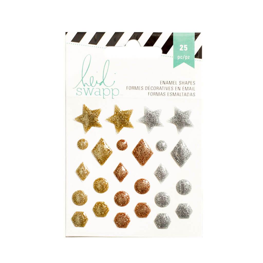 Embellishment Glitter Enamel Shapes Metallic