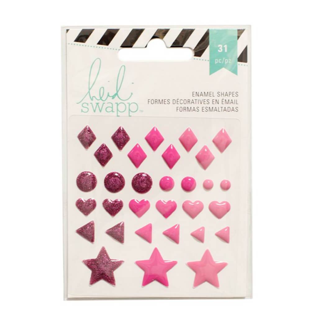 ENAMEL SHAPED PINK GLITTER 