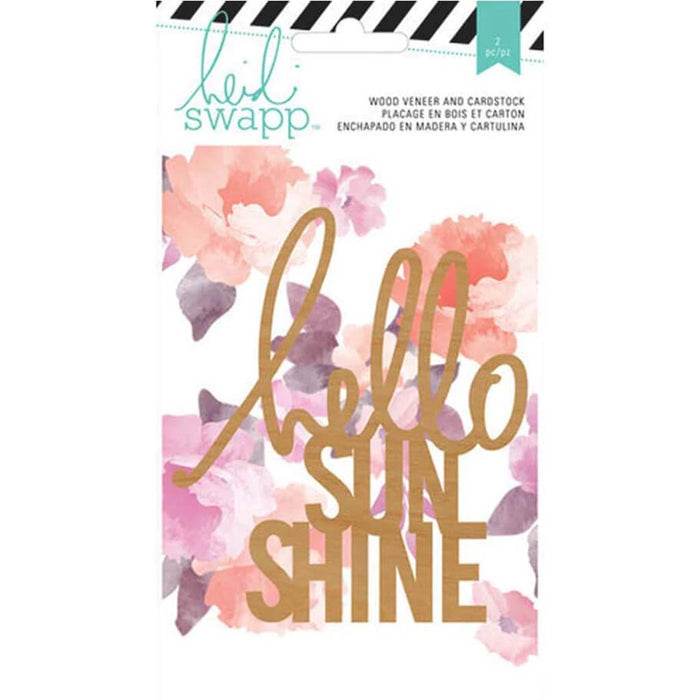 Heidi Swapp Wanderlust 2pcs Wood Veneer Hello Sunshine