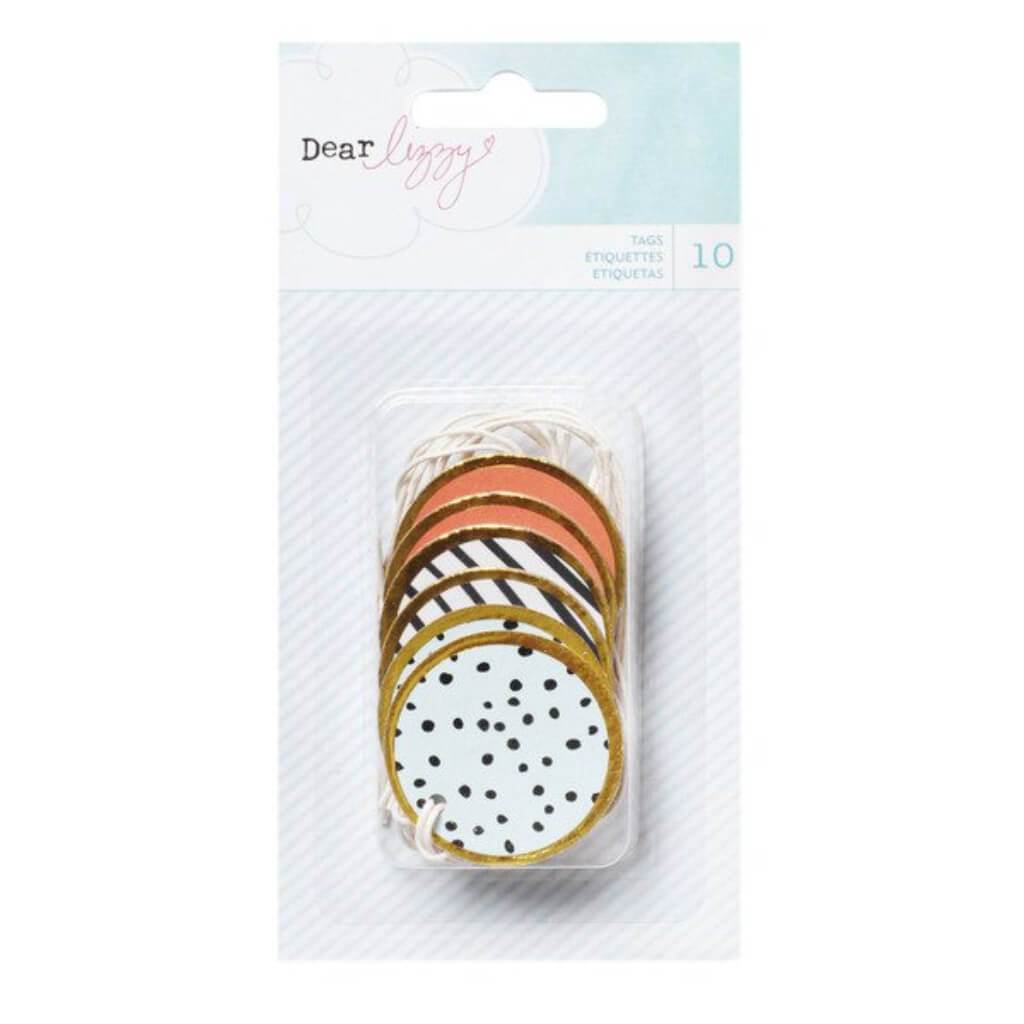 EMBELLISHMENT ROUND DANDI GOLD RIMMED MINI TAGS 