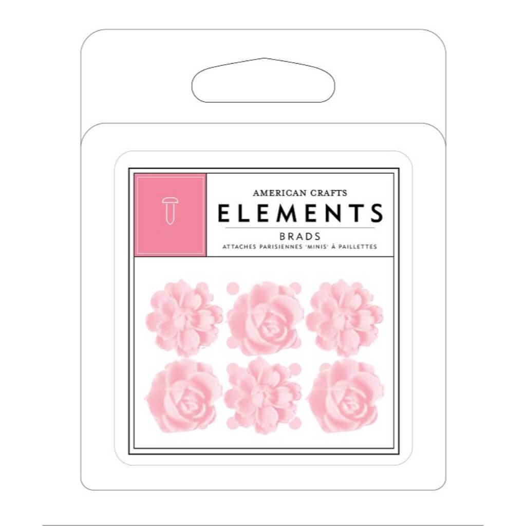 EMBELLISHMENT BRADS PINK RESIN FLOWERS 