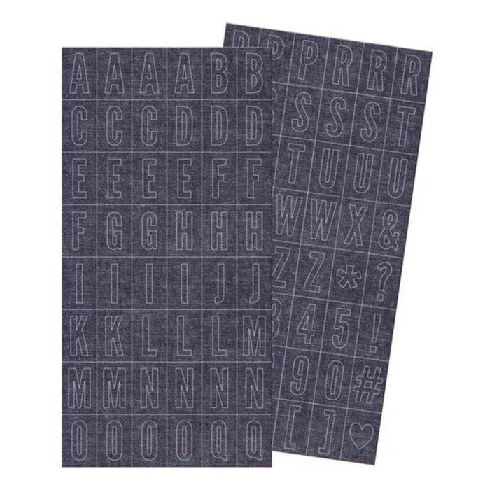 STICKERS DENIM ALPHABET BLOCK 12IN X 12IN 