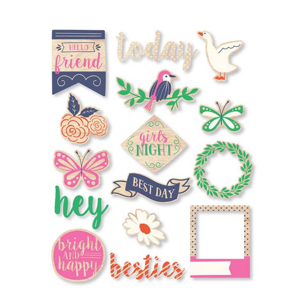 EMBELLISHMENT FLOWER GIRL WOOD VENEERS PACK OF 15 