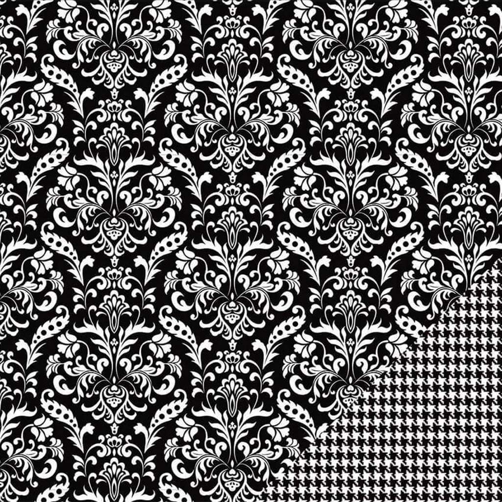 Cardstock Double Sided 12in x 12in Black Damask