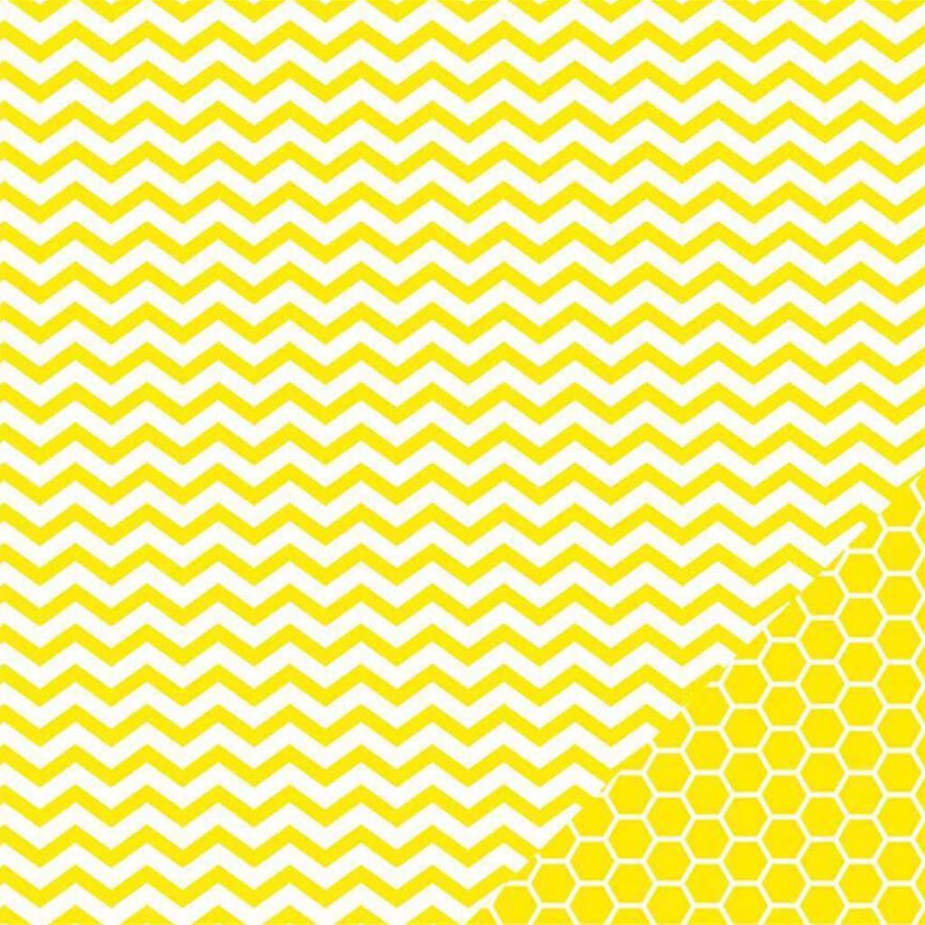 Cardstock Double Sided 12in x  12in Lemon Chevron