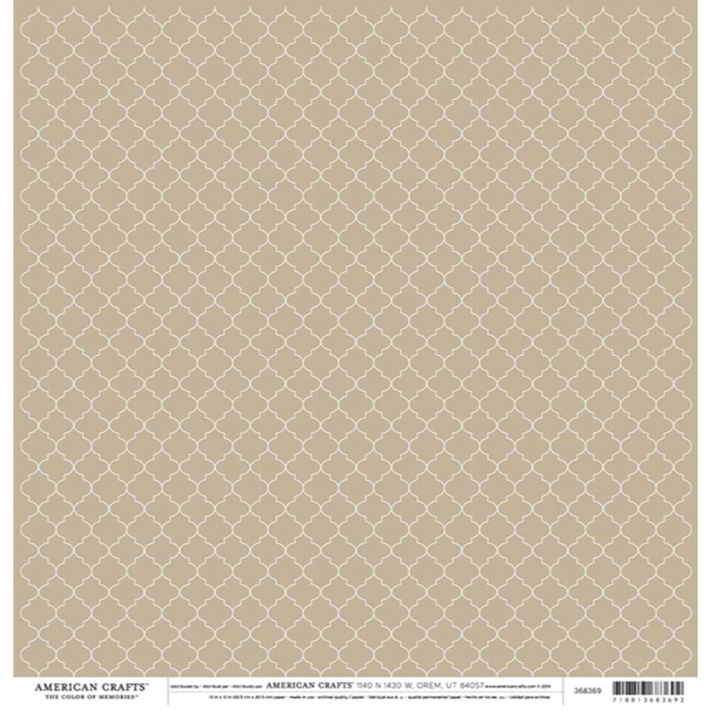 Cardstock Quatrefoil 12in x 12in Tan