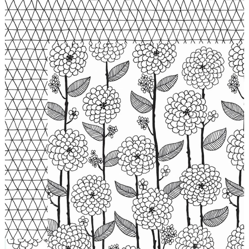 CARDSTOCK COLORING FLORAL LINES PAPER 12IN X 12IN 
