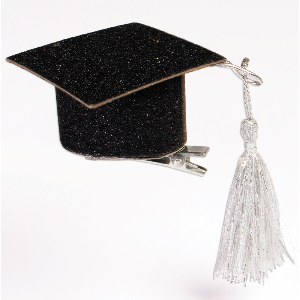 GLITTER GRAD HAT WITH CLIP 2PK 