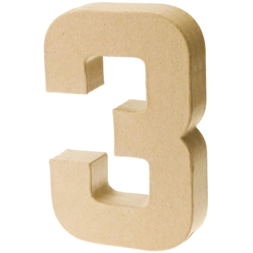 Paper Mache Number 3 7in