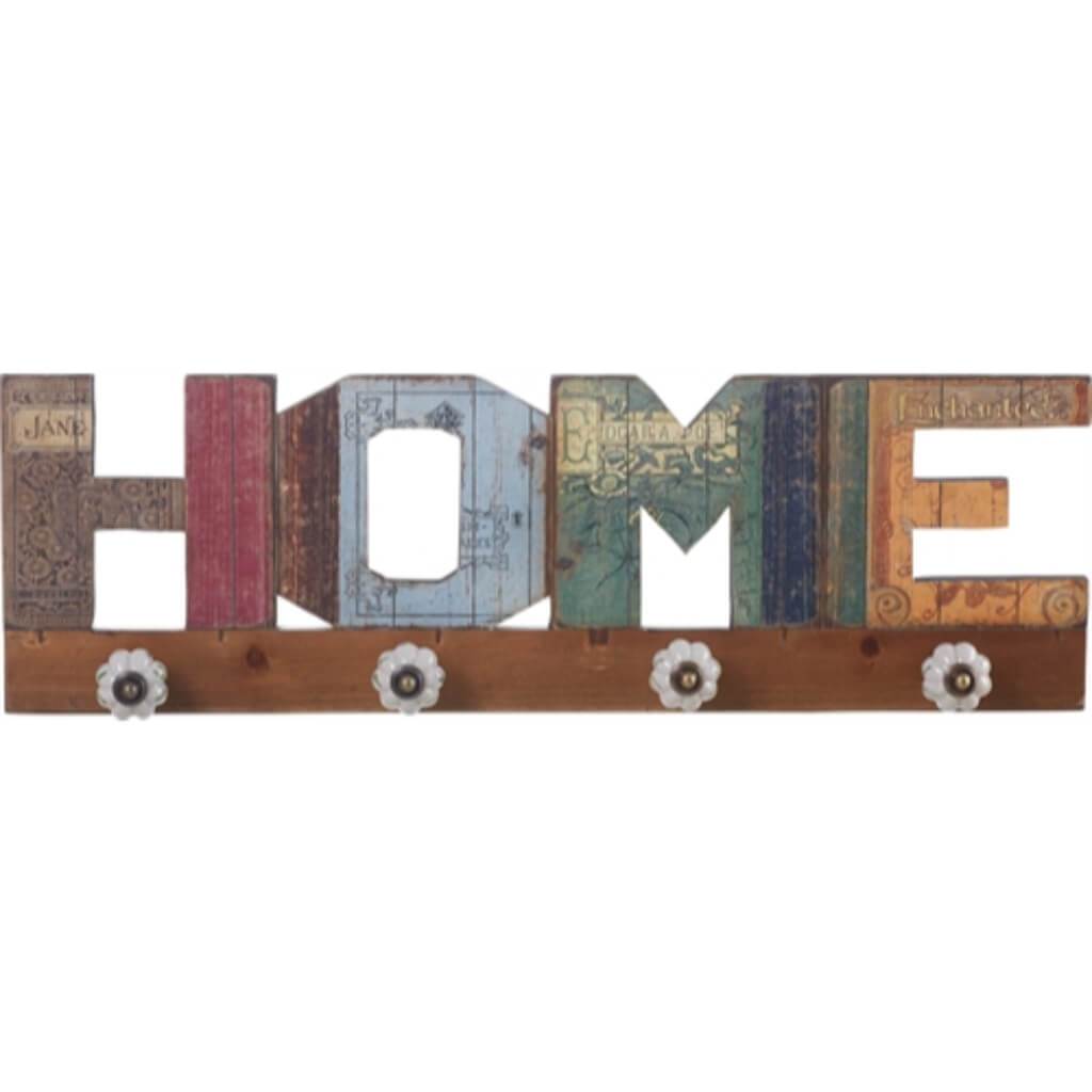 Wood Decoupage Home Sign W/Hook 