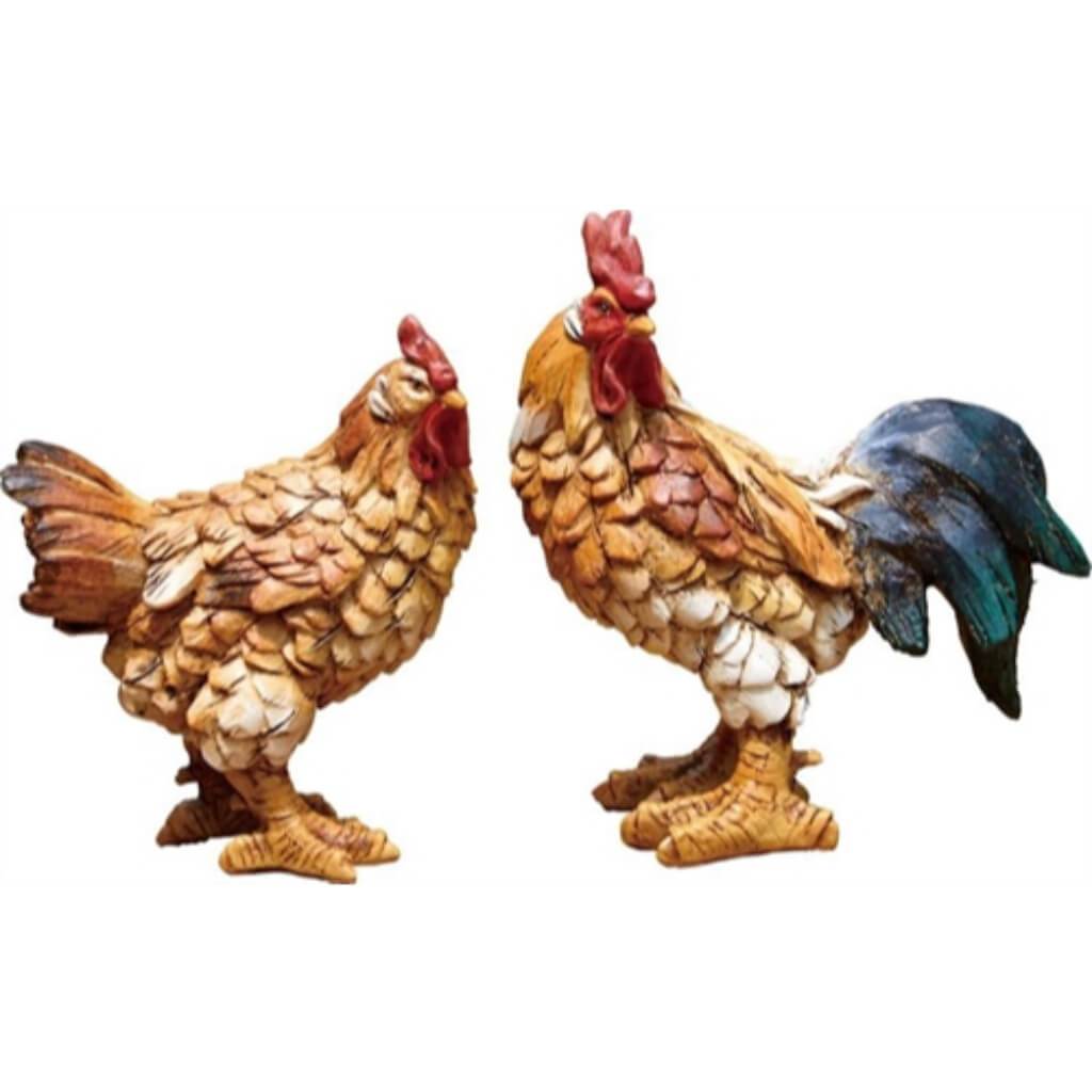 Sm Resin Rooster/Hen Fig 