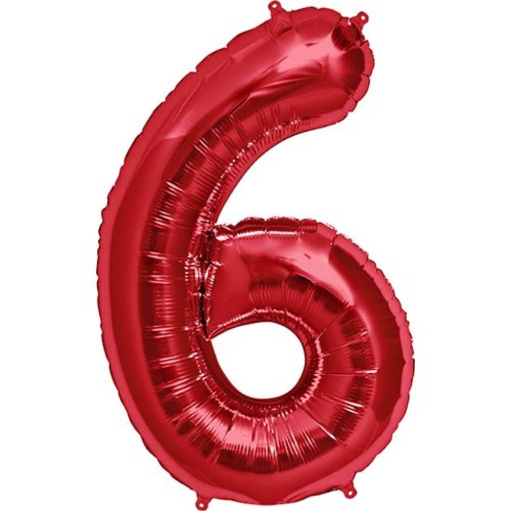 Foil Balloon Number 6  34in Red