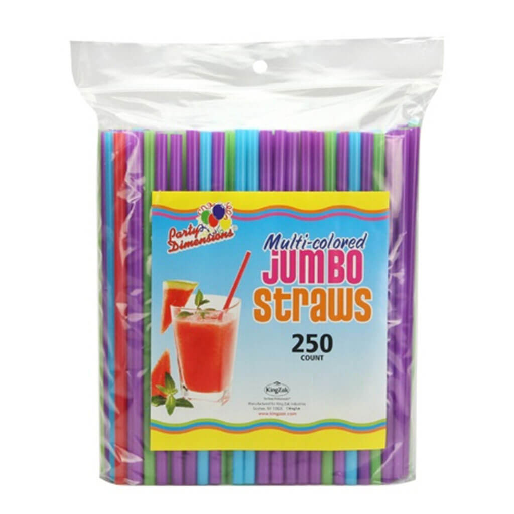 Jumbo Straws Multi Color, 250ct