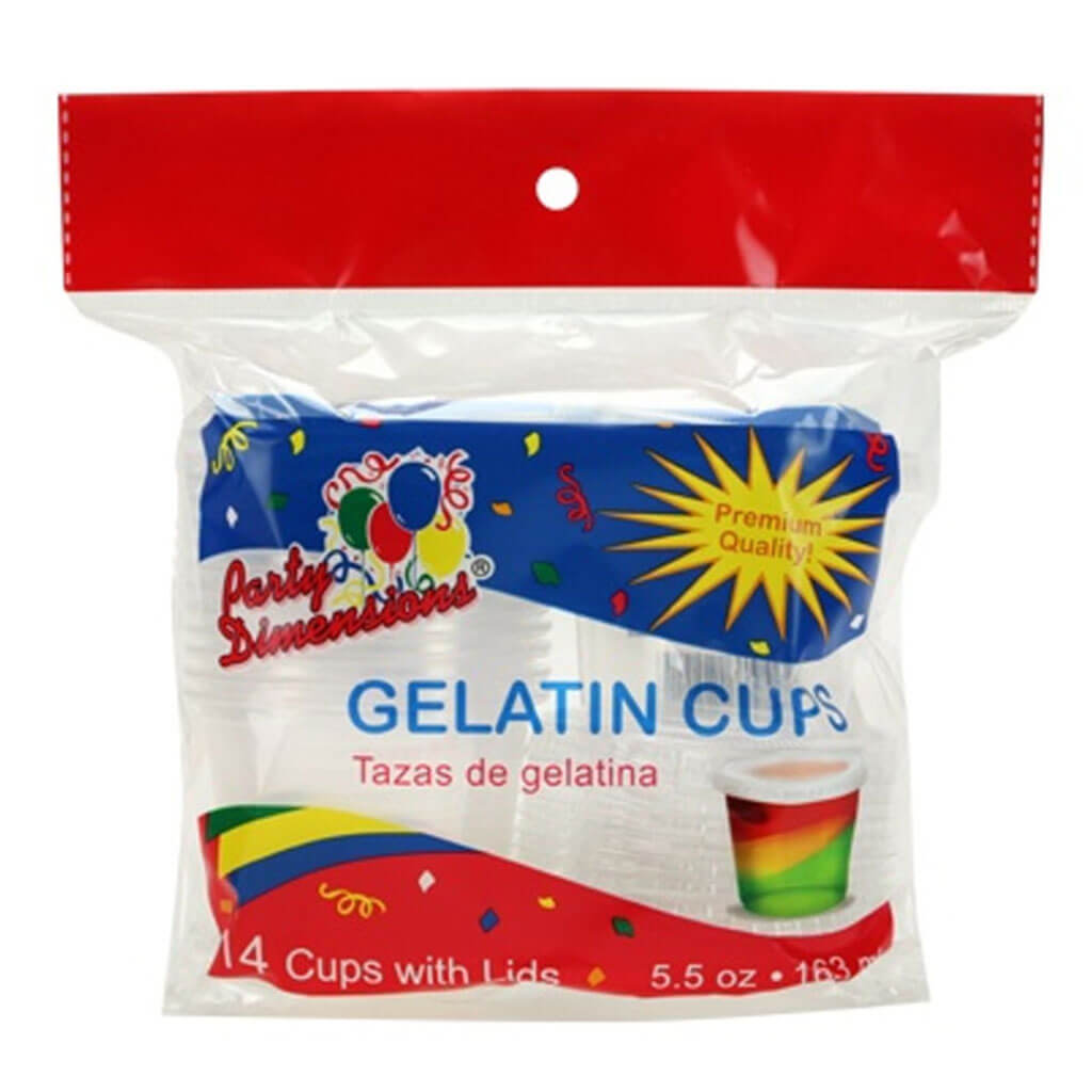 Plastic Gelatin Cup With Lid 5.5oz, 14ct