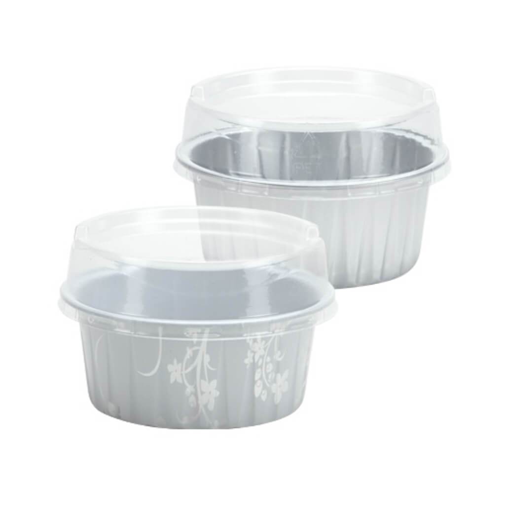 Elements Aluminum Pans with Lids Round Silver 2.5" 