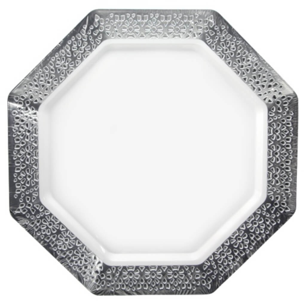 Lillian Lacetagon Polished Silver Pearl Plate 11in, 10ct