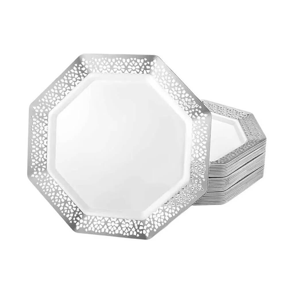 Lillian Lacetagon Silver Pearl Plate 11in, 10ct