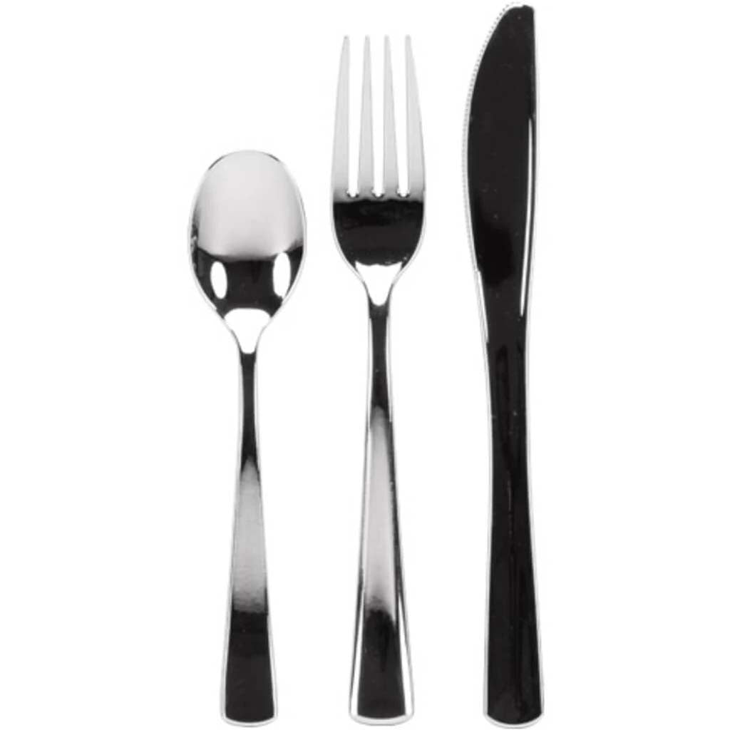 Plastic Cutlery Boxed Polished Silver 24 Count 