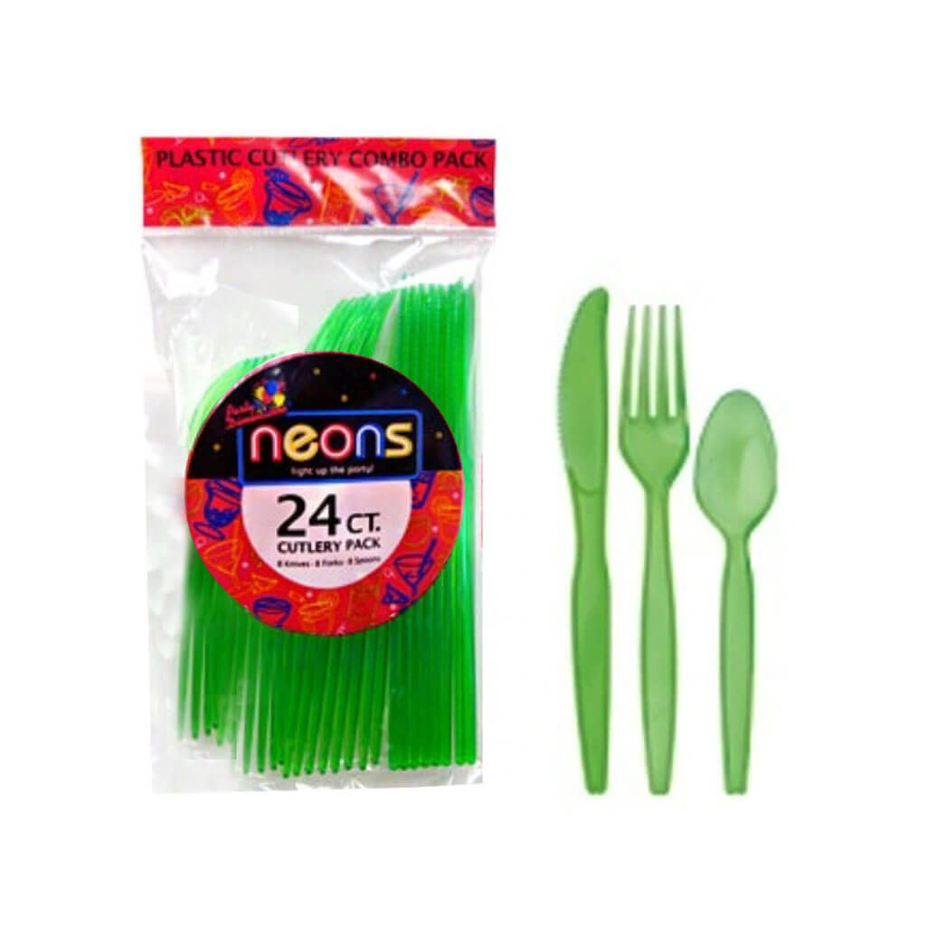 Neon Combo Cutlery 24ct, Green