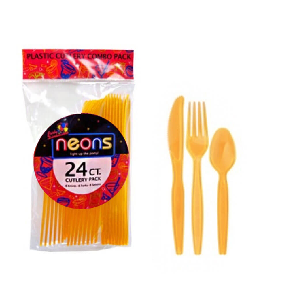 Neon Combo Cutlery 24ct, Orange