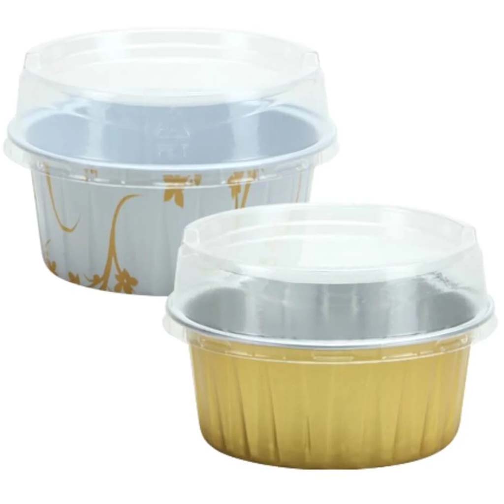 Elements Aluminum Pans with Lids Round Gold 5 Count 2.5&quot; 