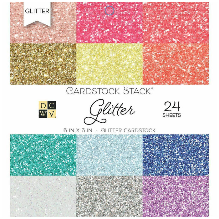 Cardstock 6in x 6in Glitter Stack, 24 Sheets