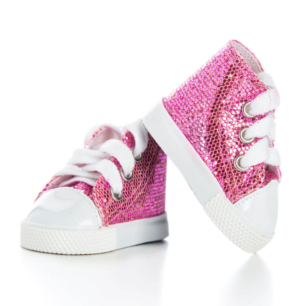 Sparkly Pink Higtop Sneakers and Shoe Box