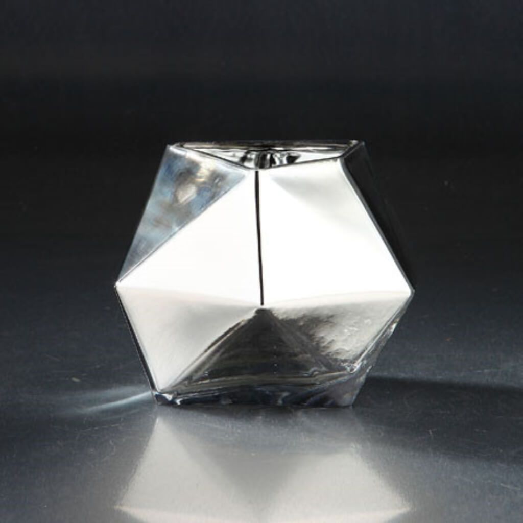 Vase L:8" W:6.5" H:5.5" Silver 