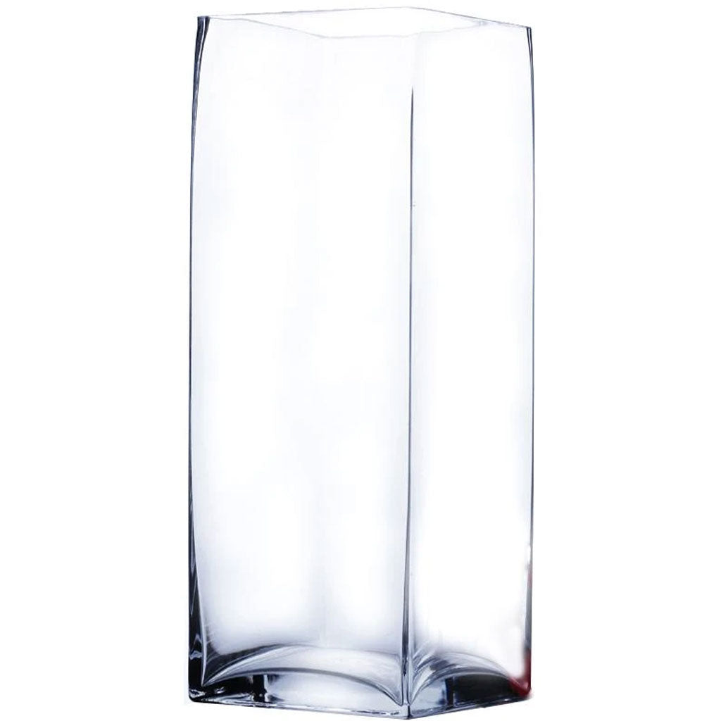 Clear Block Glass Vase 6&quot; x 12&quot; 