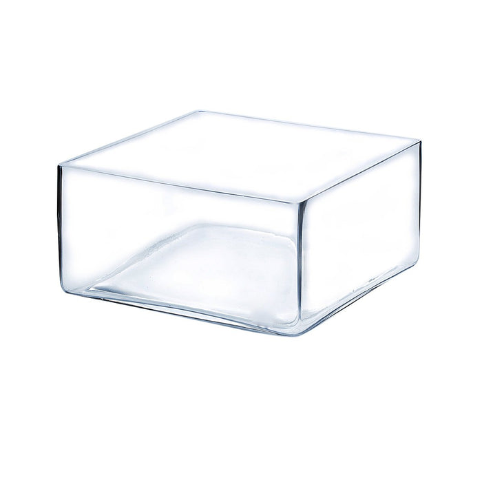 Clear Block Glass Vase 8" x 4" 