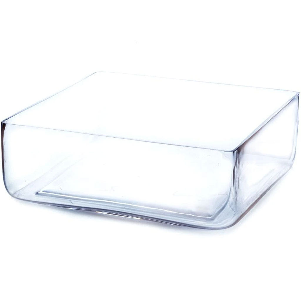 Clear Block Glass Vase 12&quot; x 4&quot; 