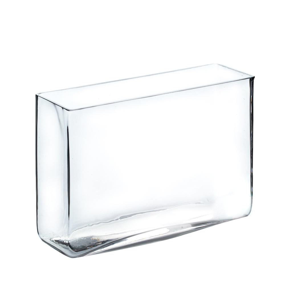 Clear Rectangle Block Glass Vase 3&quot; x 10&quot; x 7&quot; 