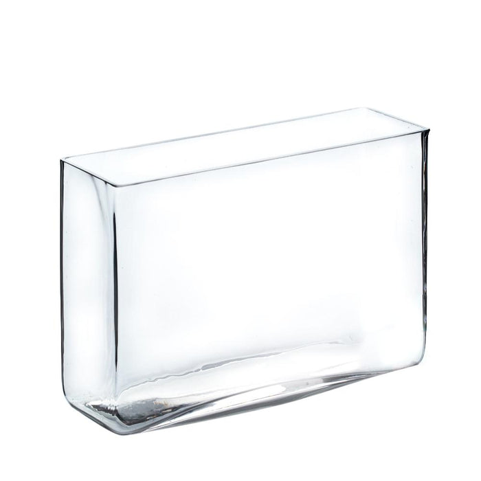 Clear Rectangle Block Glass Vase 3" x 10" x 7" 