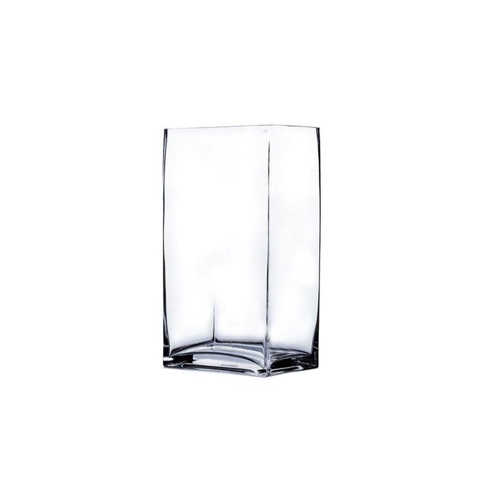 Clear Rectangle Block Glass Vase 3" x 4" x 9" 