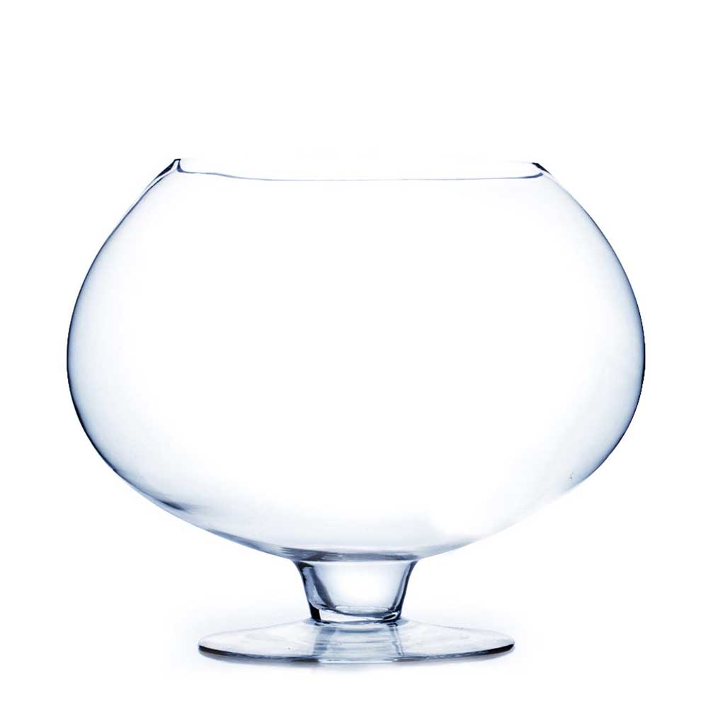 Bowl Glass Vase with Stem, 7.5in x 12in