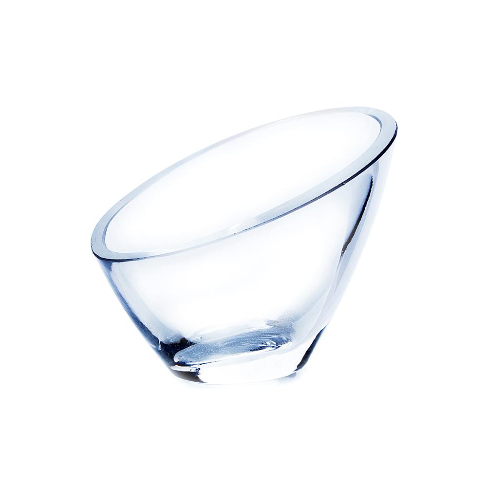 Clear Slant Angled Glass Vase, 4&quot; X 3&quot; 