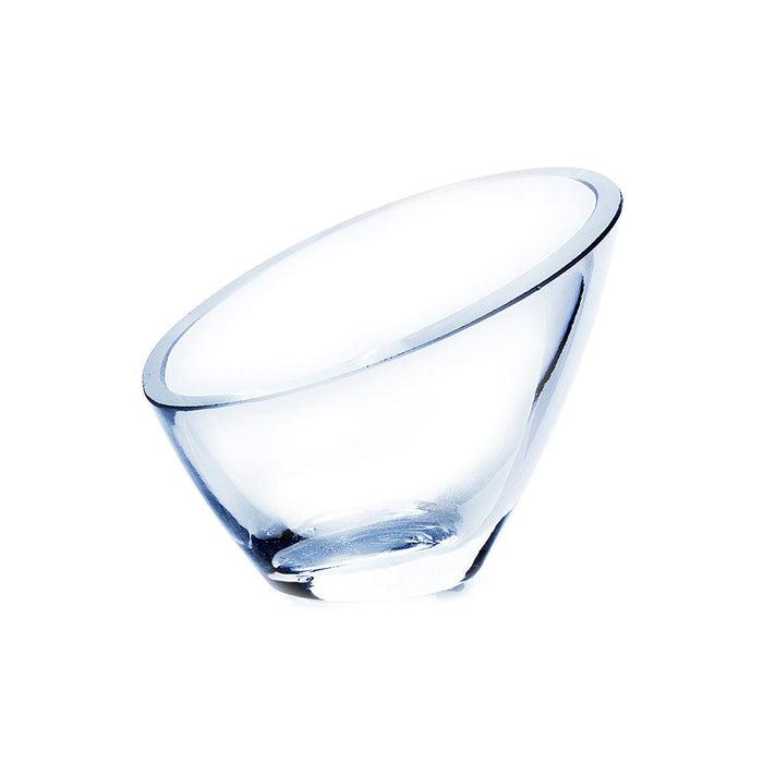Clear Slant Angled Glass Vase, 4" X 3" 