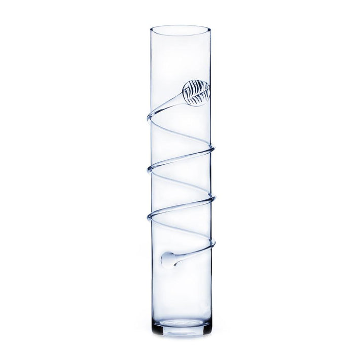 Clear Cylinder Glass Vase With Swirl, 4" X 20" 