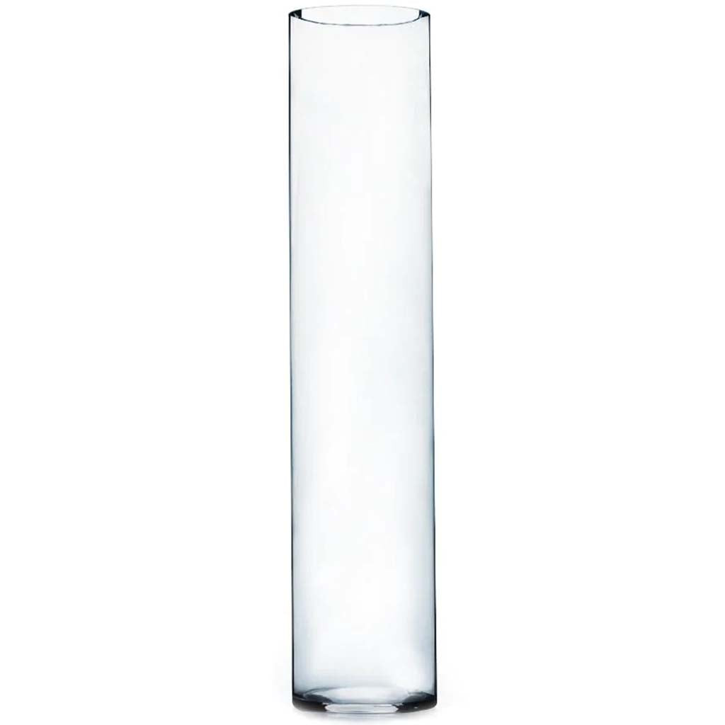 Clear Cylinder Glass Vase, H24in X L5in X W5in