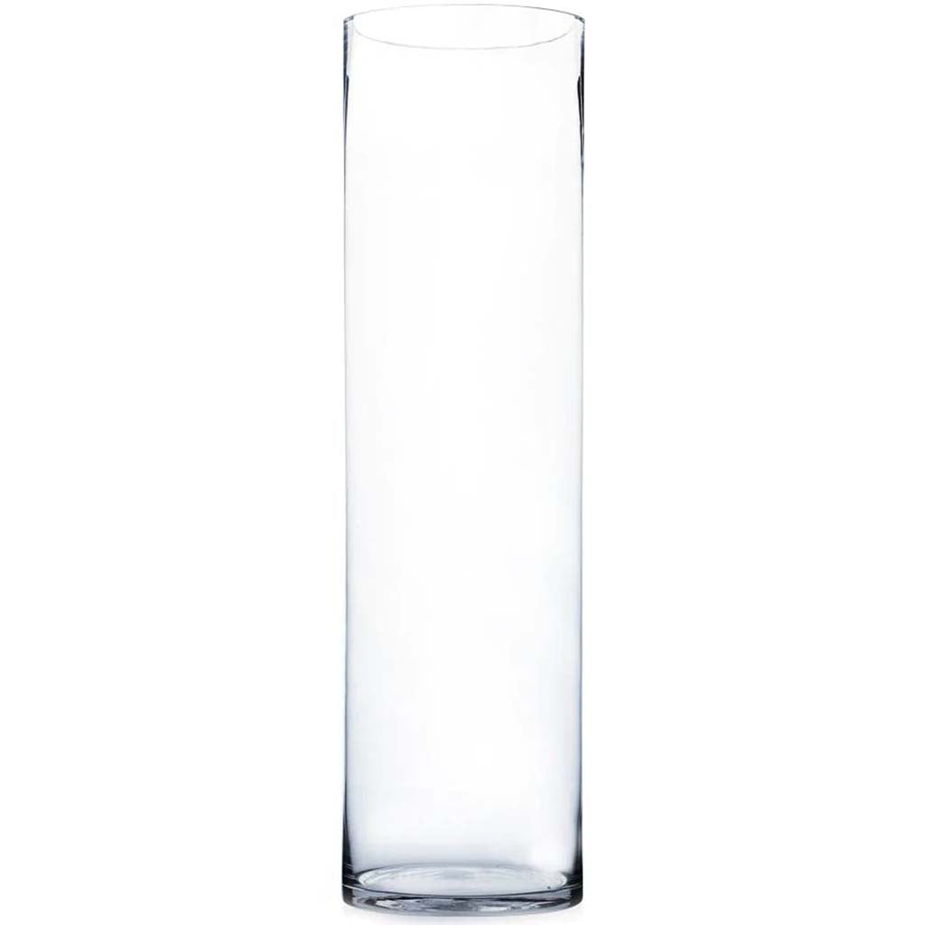 Clear Cylinder Glass Vase, H28in X L8in X W8in