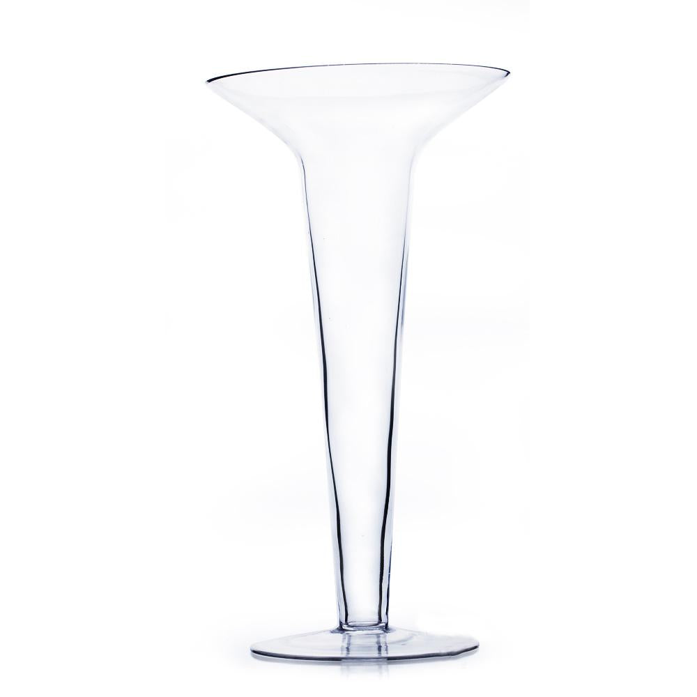 Clear Flared Trumpet Glass Vase With Lip, 10" X 20" 