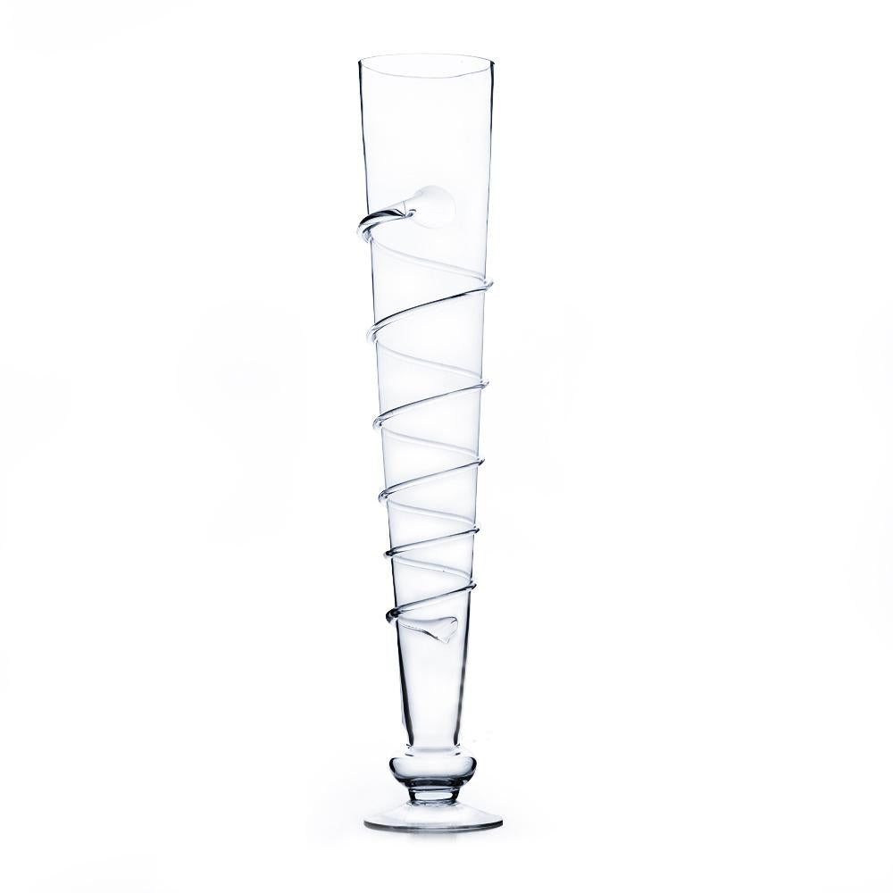Clear Trumpet Pilsner Glass Vase With Swirl, 4" X 24" 