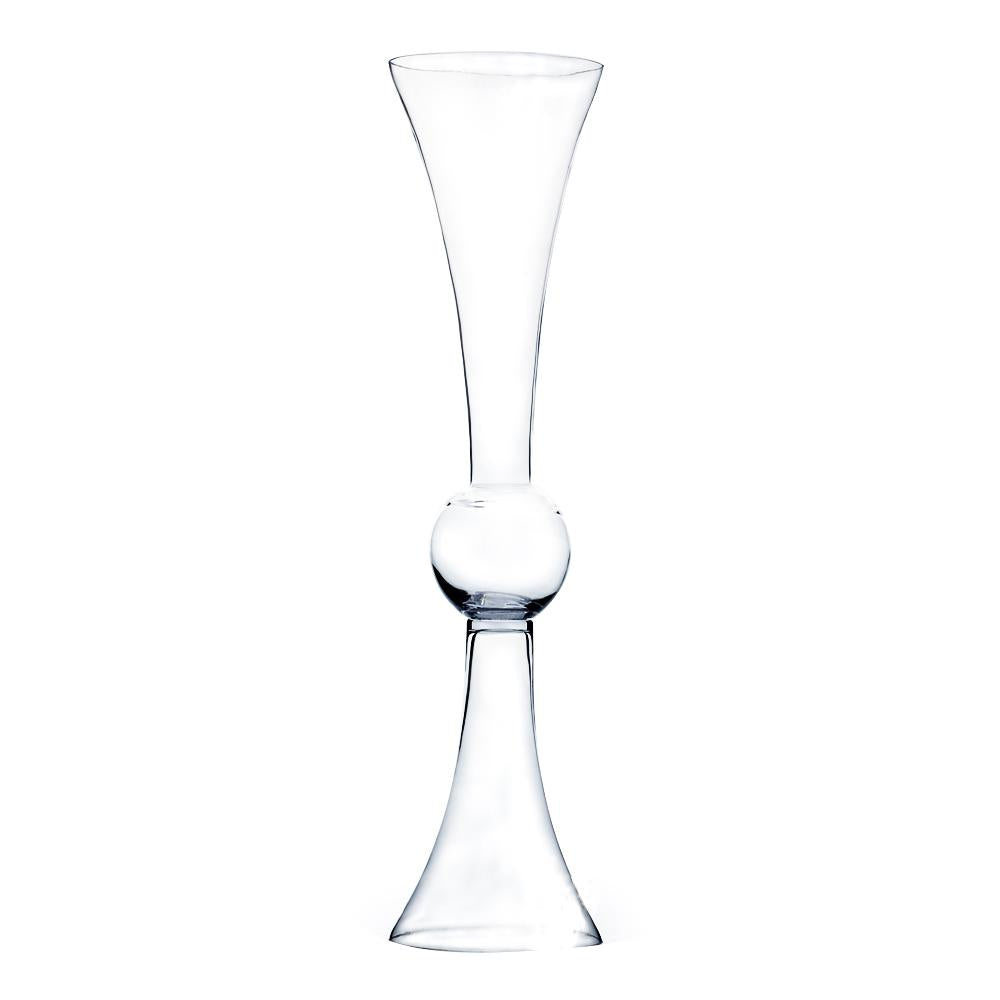 Clear Reversible Trumpet Glass Vase, 6" X 24" 