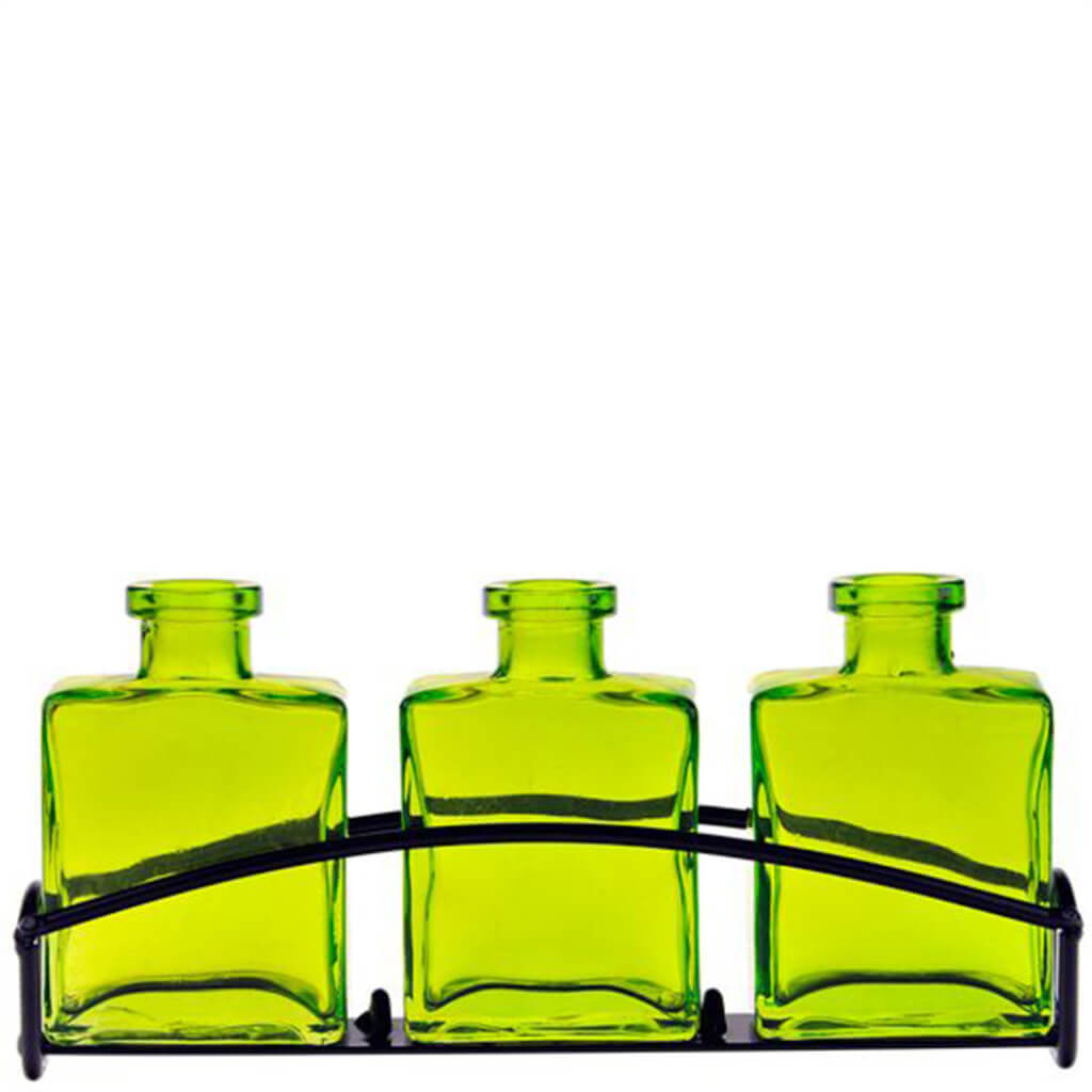 Tabletop Stand 10in with 3 Rio Glass Vases, Lime